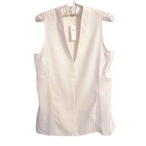 Banana Republic Creamy White V-Neck Sleeveless Blouse Size XS NWT